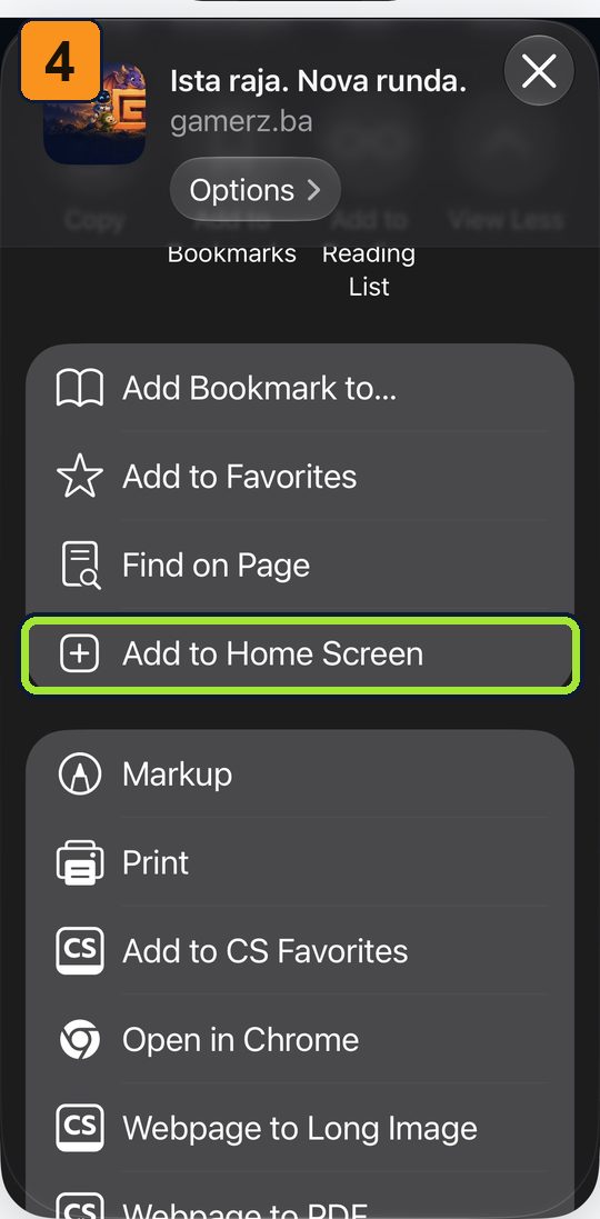 Korak 4: Add to Home Screen